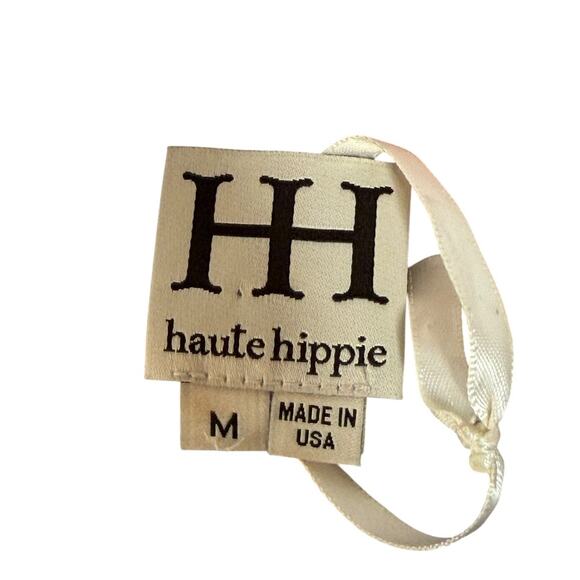 NWOT Haute Hippie 100% Silk Sheer Floral Blouse Ruched Hem Tie Neck Size Medium - Picture 10 of 11